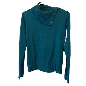 Nine & Co Cowl Draped Sweater Size 8 Womens Teal Knitted Nine West Top Shirt